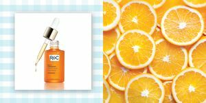 roc vitamin c serum og skivede appelsiner