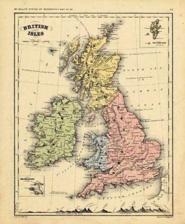 Gammelt kart over de britiske øyer