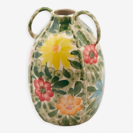 Vase i keramisk blomstermotiv 23cm