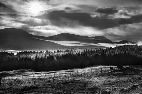 Skotske landskap - svart og hvitt