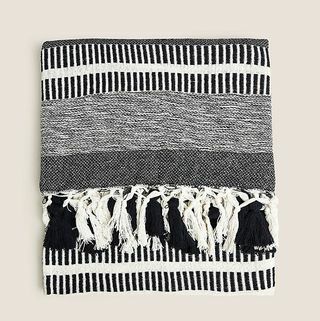 Cotton Mix Woven Monokrom Stripe Throw