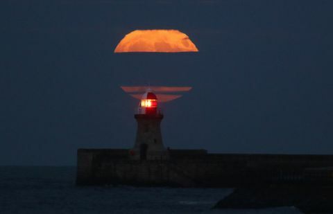 Supermoon over South Shields Lighthouse