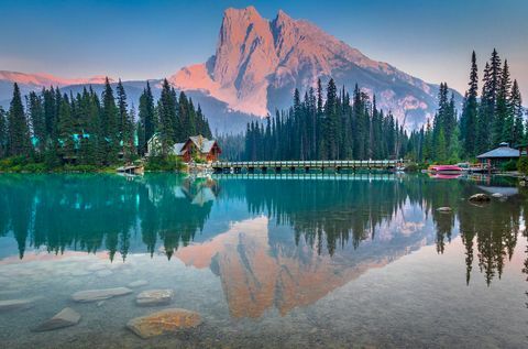 Sunset @ Mount Burgess og Emerald Lake, Yoho nasjonalpark, British Columbia, Canada