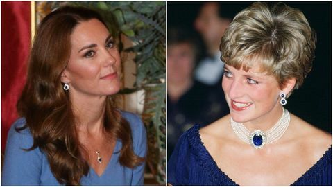 et delt bilde av Kate Middleton og Princess Diana