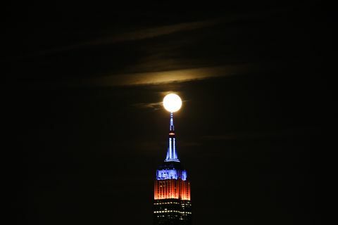 Full Hunter's Super Moon Rises Bak New York City