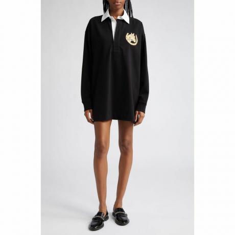 Stella McCartney Oversize metallisk brodert detalj Rugbyskjorte i bomull i 1000 svart hos Nordstrom, størrelse X-Large