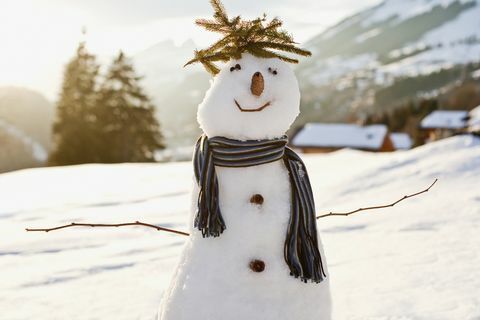 Snømann i snødekt felt
