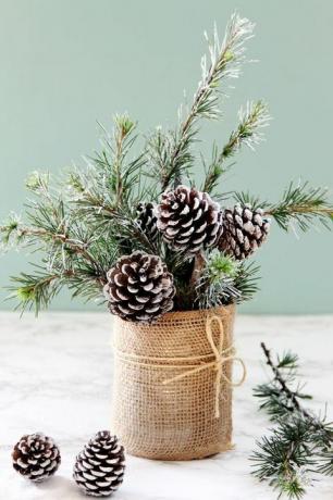 DIY pinecone midtpunkt jule bryllup dekor