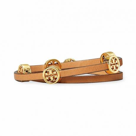 Miller Goldtone & Leather Double Wrap Armbånd