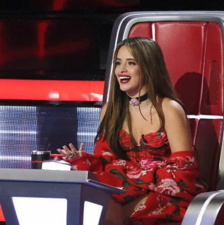 the voice battle rounds episode 2208 avbildet l r gwen stefani, camila cabello bilde av trae pattonnbc via getty images