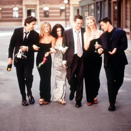 Cast Of Friends 1999 2000 sesong fra L R: David Schwimmer Jennifer Aniston Courteney Cox Ar