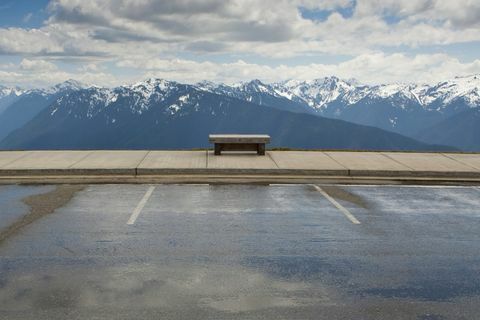 parkbenk som vender mot orkanrygg, olympisk nasjonalpark, port angeles, washington, USA