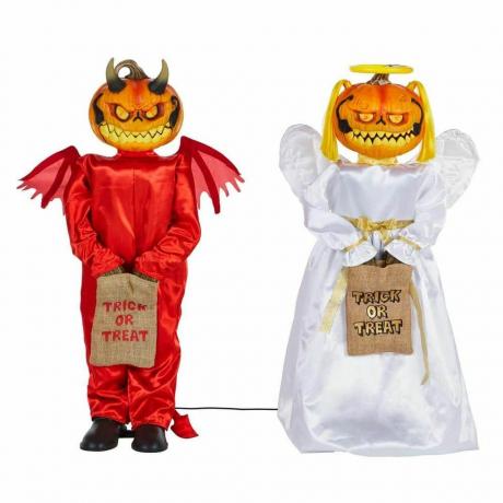 3 fot. Animert LED Interactive Devil Pumpkin Twins