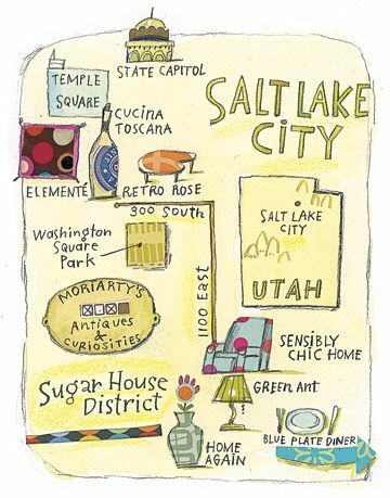 Illustrert kart over Salt Lake City