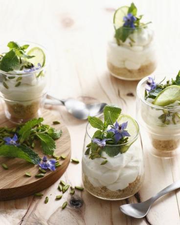 glass mojito ostekake om bord